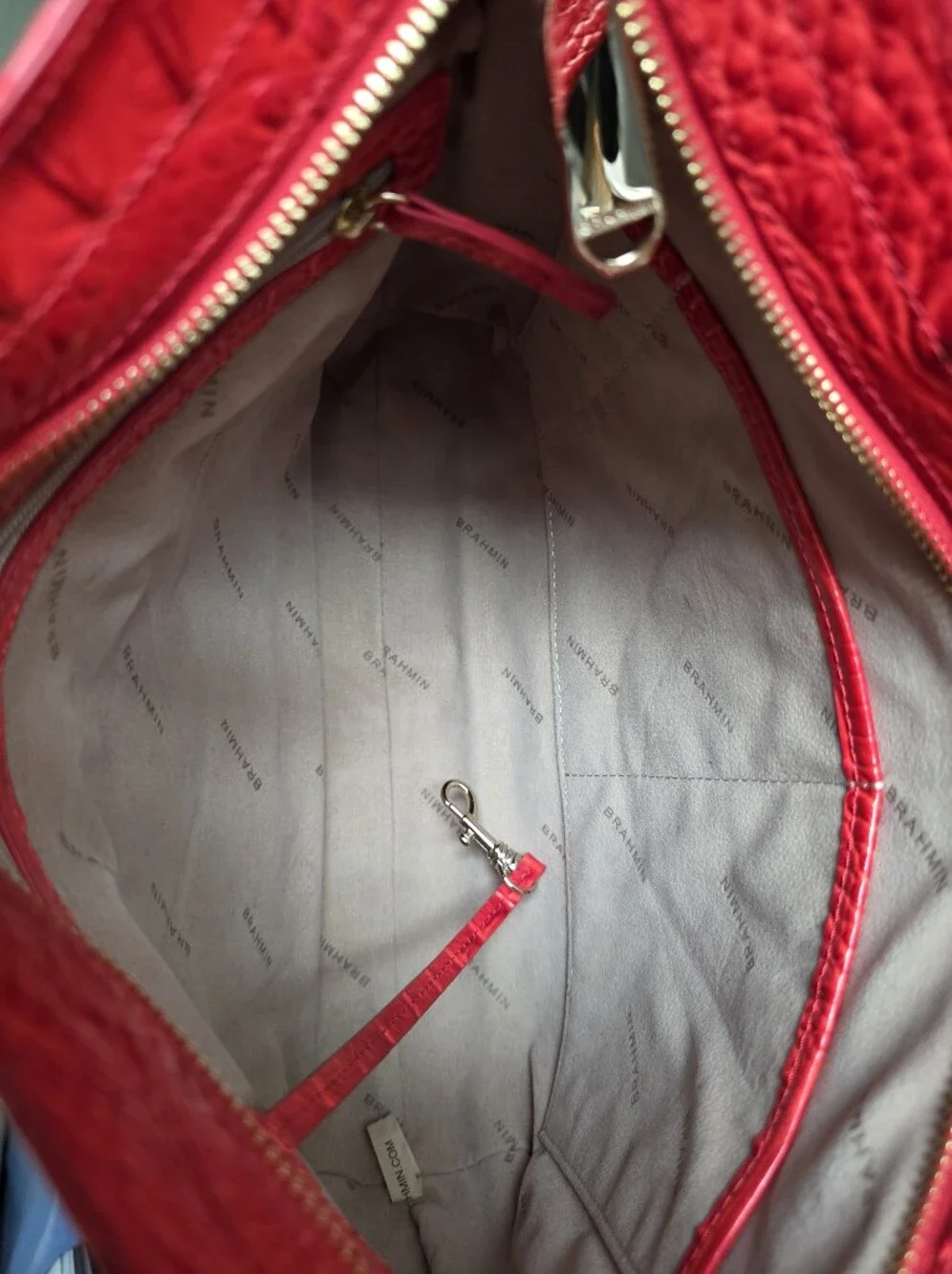 Brahmin Kathleen Small Heat Melbourne Croc Embossed Leather Shoulder Hobo Bag